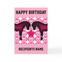 Rosa Pony Personlig Birthday Card for Girl
