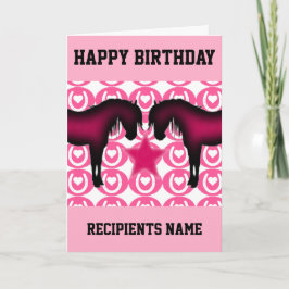 Rosa Pony Personlig Birthday Card for Girl Kort