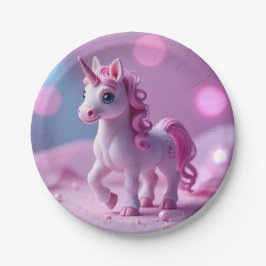 Rosa Pony Unicorn Papper Tallrikar