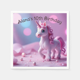 Rosa Pony Unicorn Pappra Napkins Pappersservett