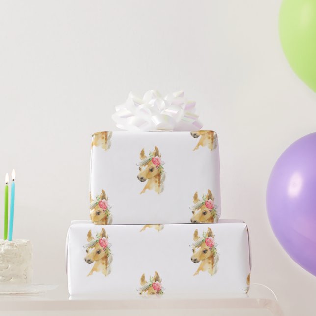 Rosa Pony Wrapping Papper Presentpapper (Festgåvor)