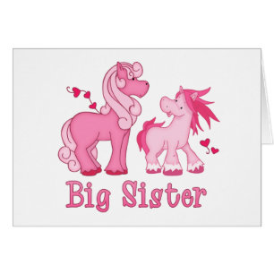 Rosa Ponys Big Sister Blank Card OBS Kort