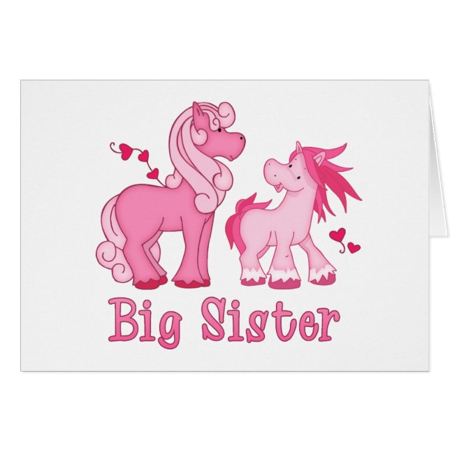 Rosa Ponys Big Sister Blank Card OBS Kort (Framsidan Horizontal)