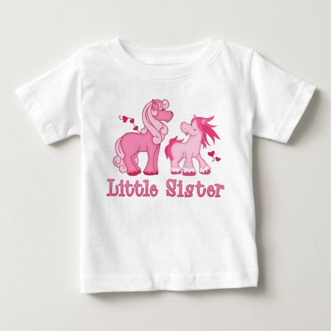 Rosa Ponys Little Sister T Shirt (Framsida)