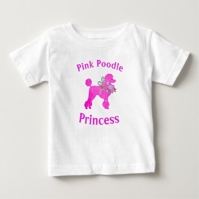 Rosa Poodle Prinsessa Födelsedags T-Shirt (Framsida)