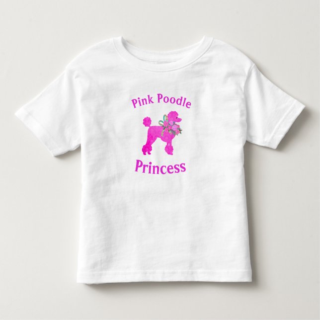 Rosa Poodle Prinsessa Födelsedagsdag T-Shirt (Framsida)