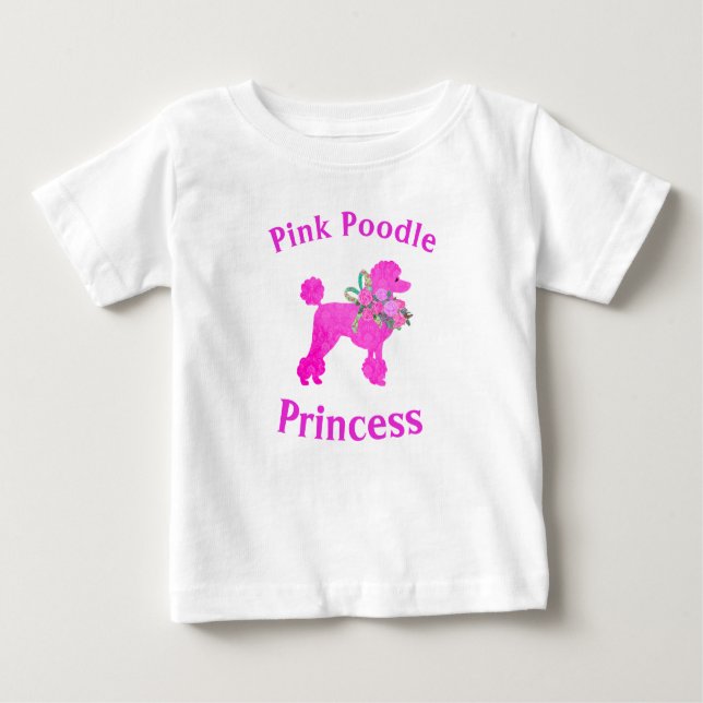 Rosa Poodle Prinsessa Födelsedagsdag T-Shirt (Framsida)