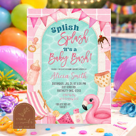 Rosa pool flicka baby shower-fest inbjudningar