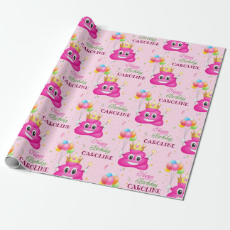 Rosa Poop Emoji Princess Födelsedagsfest Presentpapper