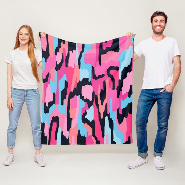 Rosa POP-Abstrakt Fleecefilt (På plats)