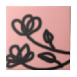 Rosa Pop Art Blomsterplattor Kakelplatta