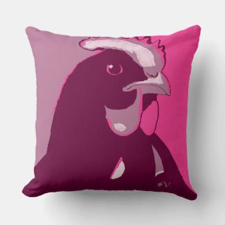 Rosa Pop Art Chicken Pillow Kudde
