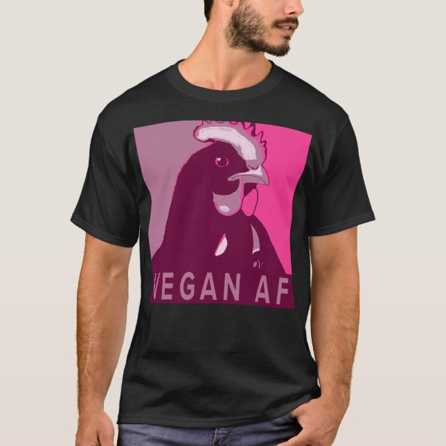Rosa Pop Art Inspired Chicken Tshirt Vegan AF T Shirt (Framsida)