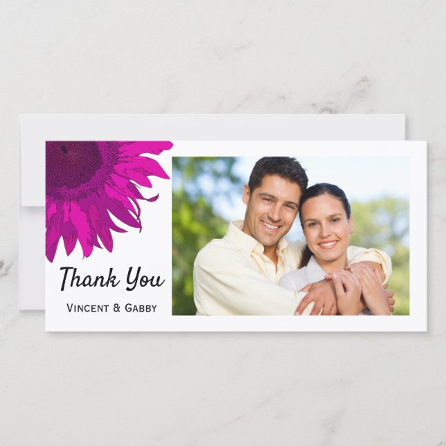 Rosa Pop Art Solrosfoto-Tack Tack Kort (Framsida)