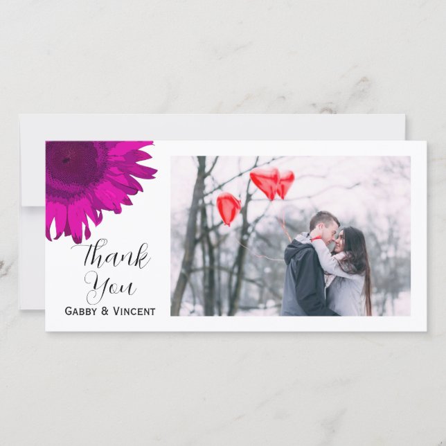 Rosa Pop Art Solrosfoto-Tack Tack Kort (Framsida)