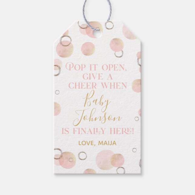 Rosa pop det när hon promenerar Märkrn Champagne Presentetikett (Framsidan)