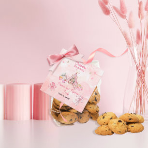 Rosa Popcorn och Pajamas Slumber Födelsedagsfest Gåvor Etiketter