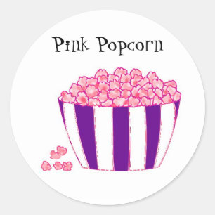 Rosa popcorn runt klistermärke