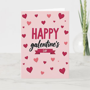 Rosa Poppande Hjärtan Galentines-kort Kort