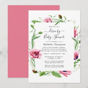 Rosa Poppies Bröllop Inbjudningar