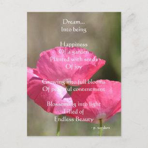 Rosa Poppies Dream Dikt Vykort