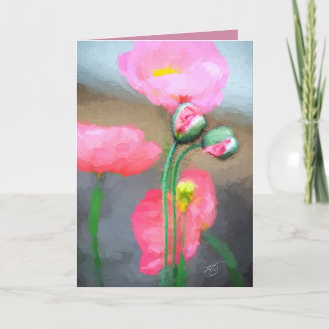 Rosa Poppies-hälsningskort Kort (Framsida)