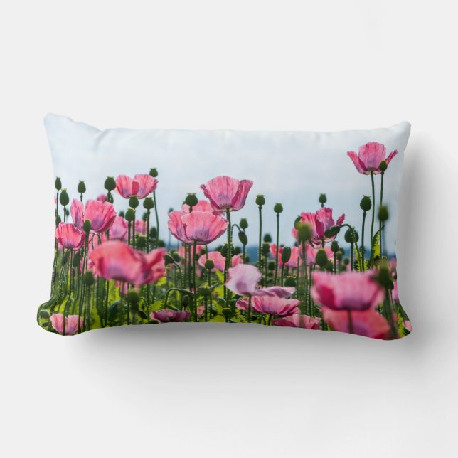Rosa Poppies Lumbarkudde (Framsida)