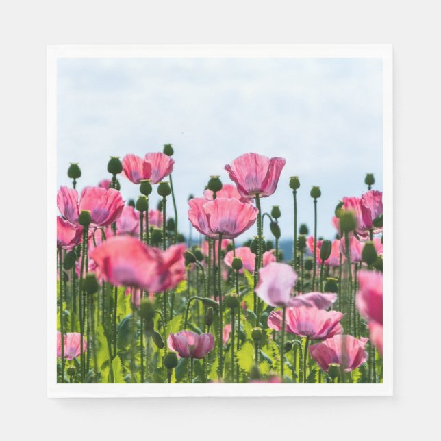 Rosa Poppies Pappersservett (Framsidan)