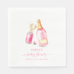 Rosa Poppin Champagne Beer Girl Baby Shower Pappersservett