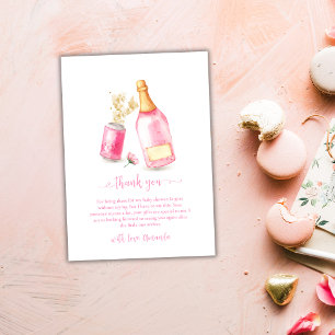 Rosa Poppin Champagne Beer Girl Baby Shower Tack Kort