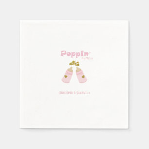Rosa Poppin Flaskor Baby Shower Pappersservett