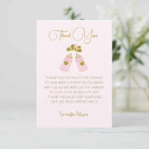 Rosa Poppin Flaskor Baby Shower Tack Kort