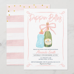 Rosa Poppin' Flaskor Inbjudan CoEd Baby Shower