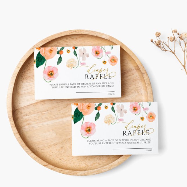 Rosa Poppy Blommigt Diaper Raffle Card Tilläggskort (Skapare uppladdad)