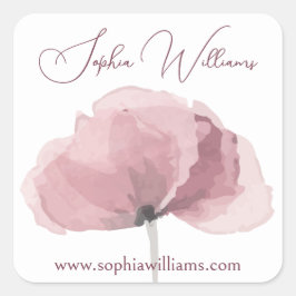 Rosa Poppy Branding Product Label-etikett Fyrkantigt Klistermärke