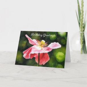 Rosa Poppy Flower Art Birthday Card Kort