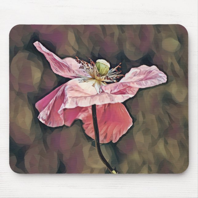 Rosa Poppy Flower Art Mouse Pad Musmatta (Framsidan)