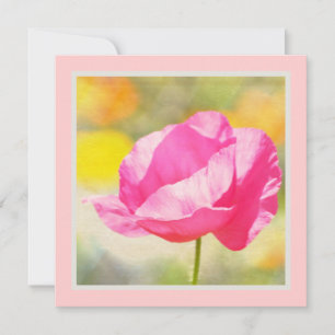 Rosa Poppy Flower Baby Shower Inbjudningar