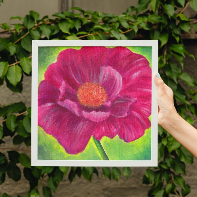 Rosa Poppy Flower Closeup Acrylic Painting Poster (Skapare uppladdad)