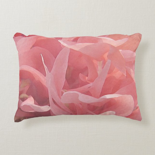 Rosa Poppy Flowers Blommigt accent Pillow Prydnadskudde (Framsidan)