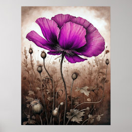 Rosa Poppy Flowers Wildwers Blommar BeSnyval Poster