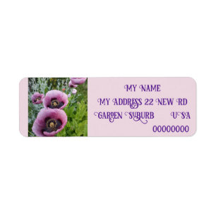 Rosa Poppy Poppies-Returetiketter Returadress Etikett