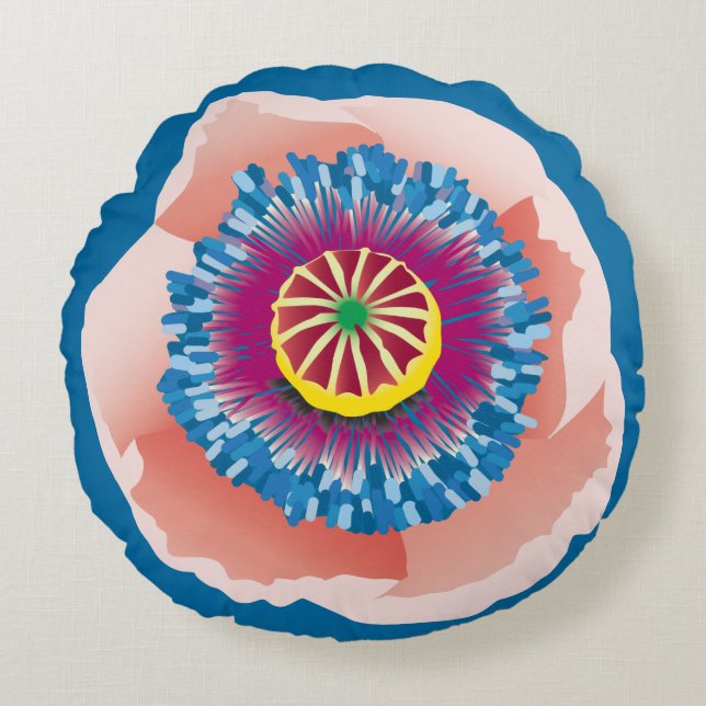 Rosa Poppy round-kudde Rund Kudde (Framsidan)