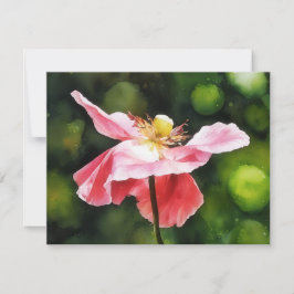 Rosa poppyblomma Blommig konst Notkort Set Anteckningskort