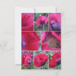 Rosa poppykollage anteckningskort