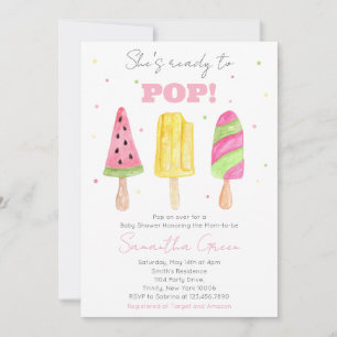 Rosa Popsicle Baby Shower Inbjudningar