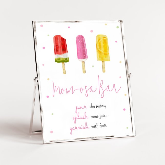 Rosa Popsicle Baby Shower Mamma Osa Pub Poster (She's Ready to Pop Baby Shower Mom Osa Bar Sign)