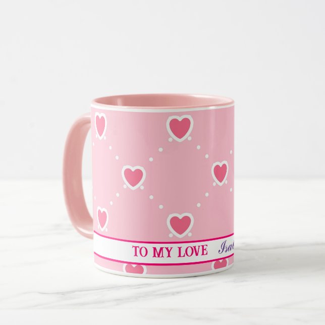 Rosa Popular Heart Valentines day Collection Mugg (Framsida vänster)