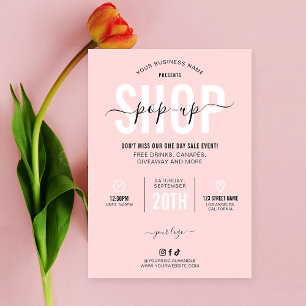 Rosa-popup-dag på Marknadsföring-flygmarknaden Inbjudningar