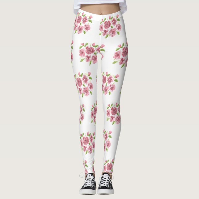 Rosa Posies Leggings (Framsida)